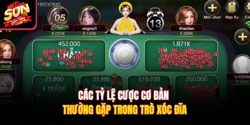 Các tỷ lệ cược cơ bản thường gặp trong trò Xóc Đĩa